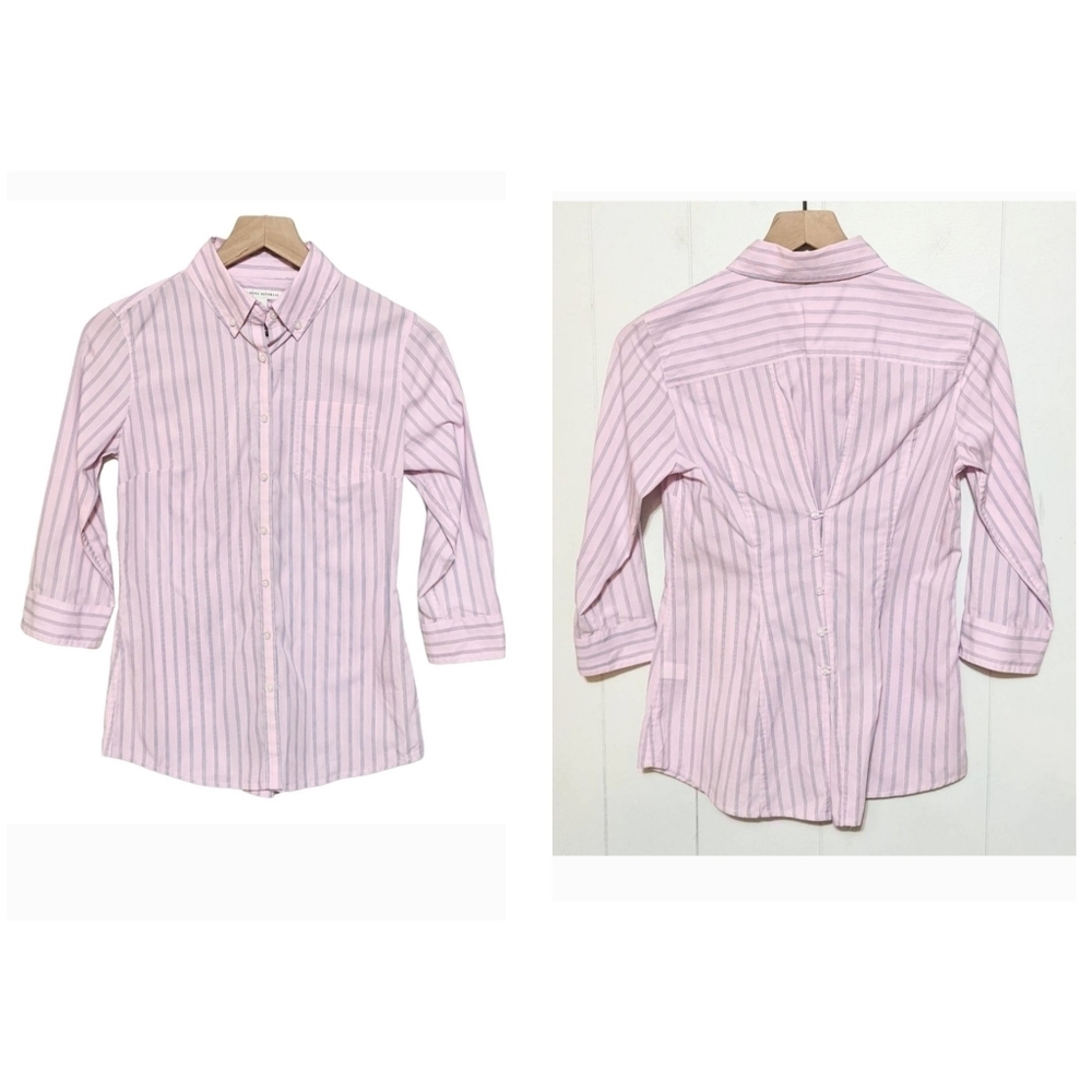 Banana Republic Pink and Blue Striped Tailored Button Down Shirt
